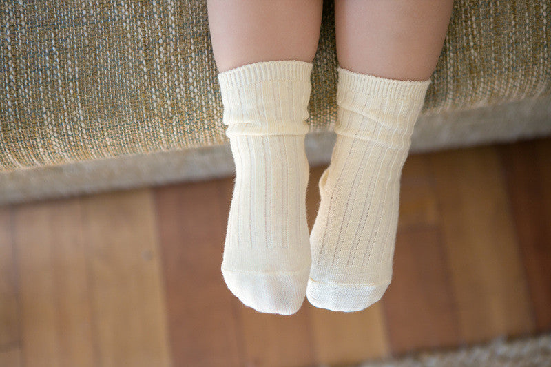 Over the Ankle Ribbed Socks | Ivory