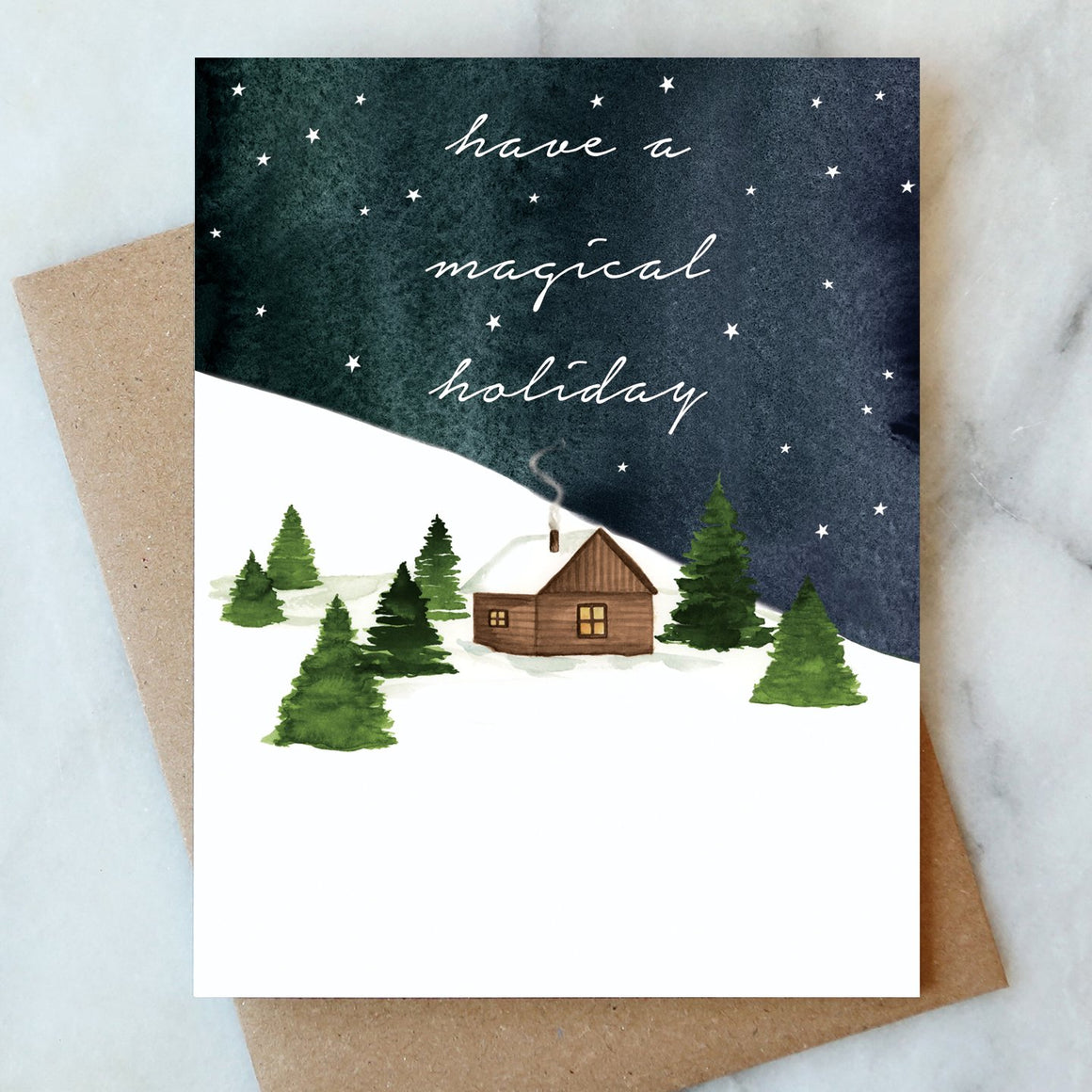 Christmas Card | Snowy Cabin Holiday